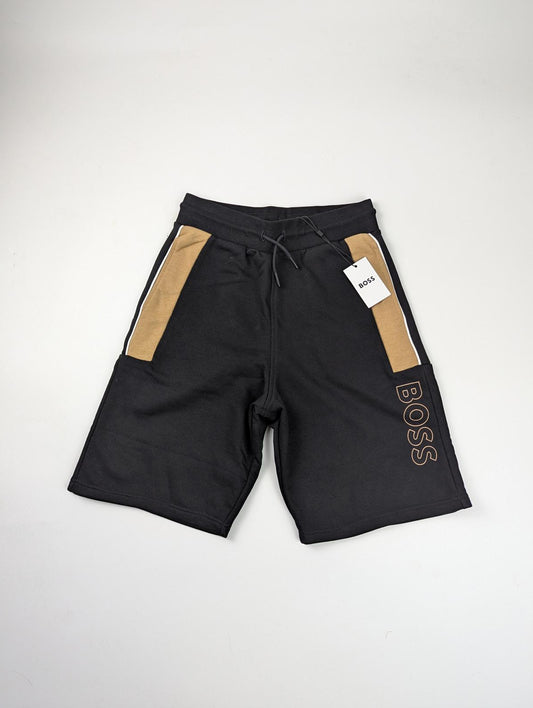 Boss Boys logo sweat shorts - Black / Tan