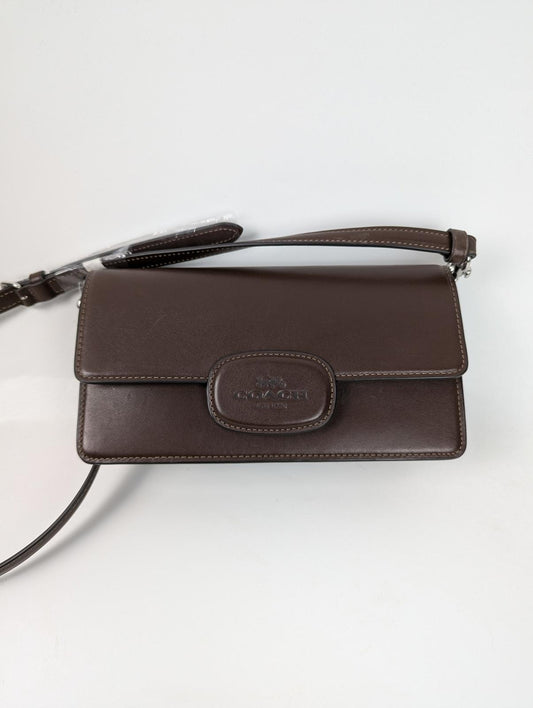 Coach Eliza Flap Crossbody with Leather Covered Closure - Dark Brown
