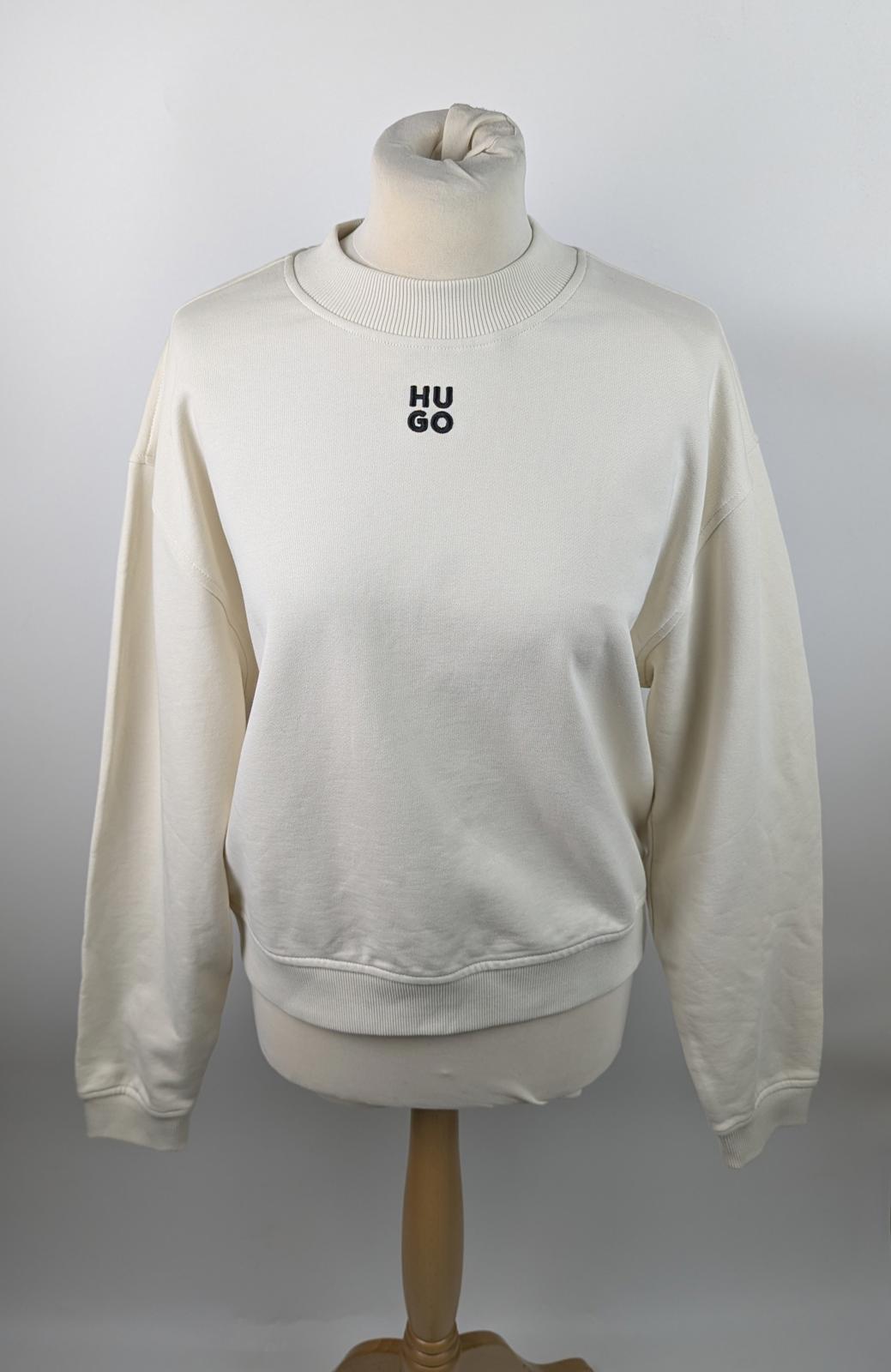 Hugo Stack Womens Logo Crew Neck Sweater - Off White