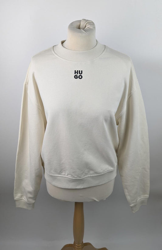 Hugo Stack Womens Logo Crew Neck Sweater - Off White