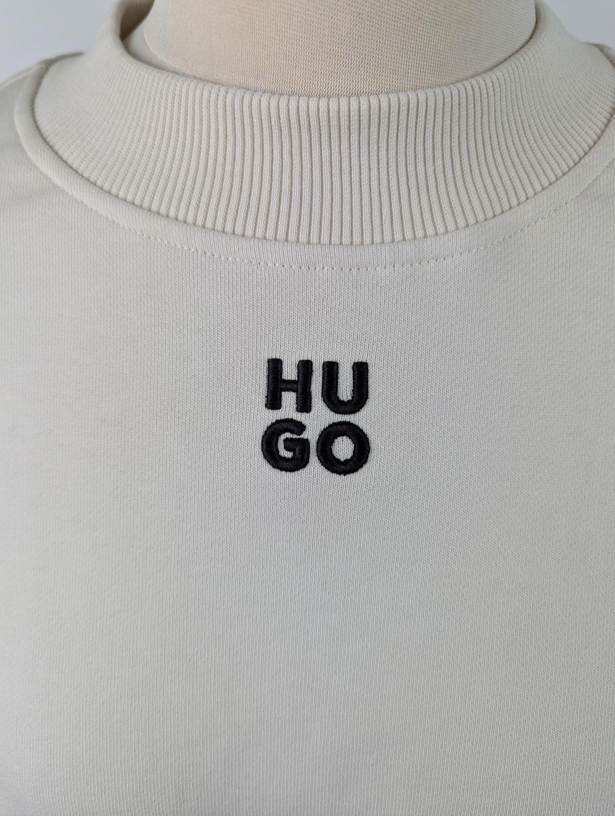 Hugo Stack Womens Logo Crew Neck Sweater - Off White