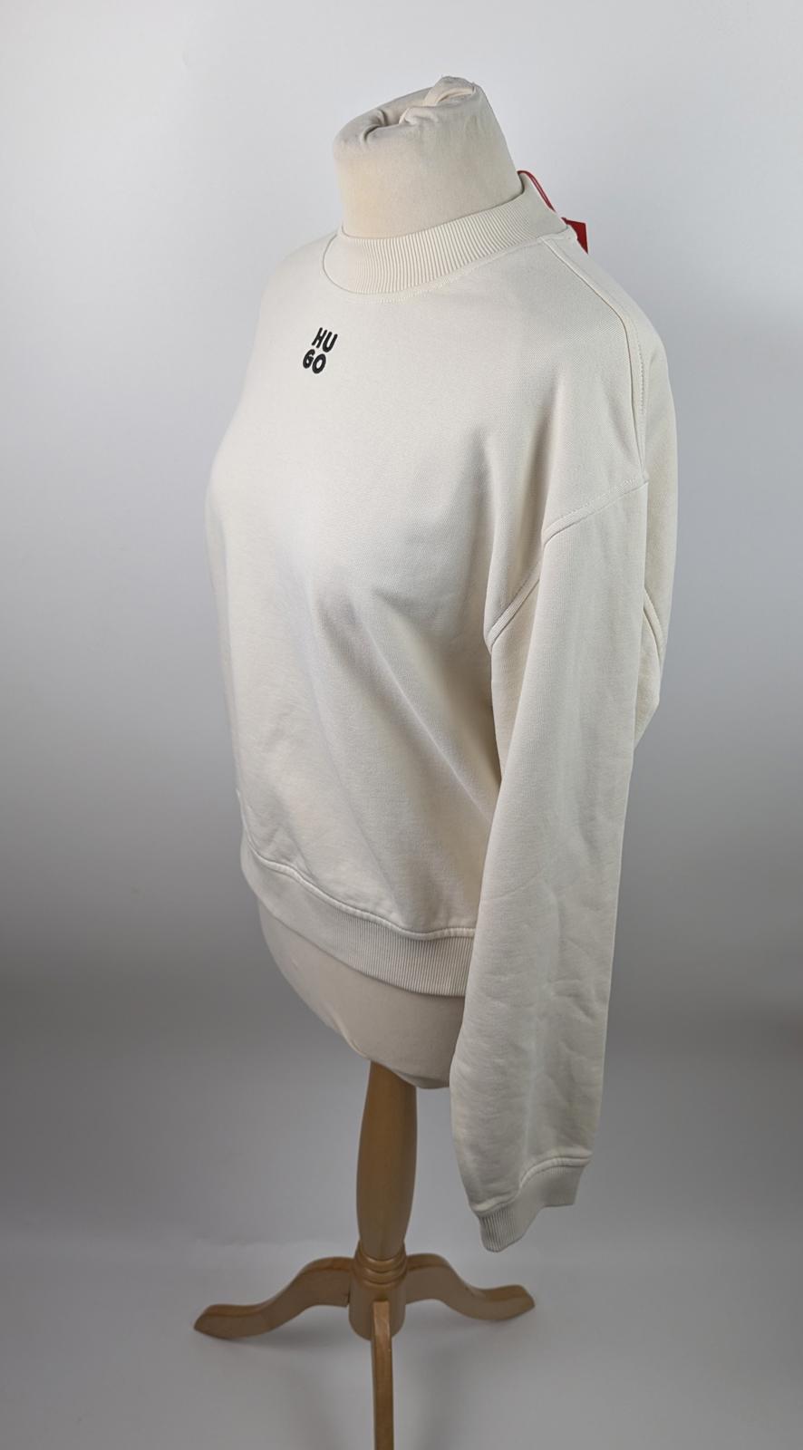 Hugo Stack Womens Logo Crew Neck Sweater - Off White