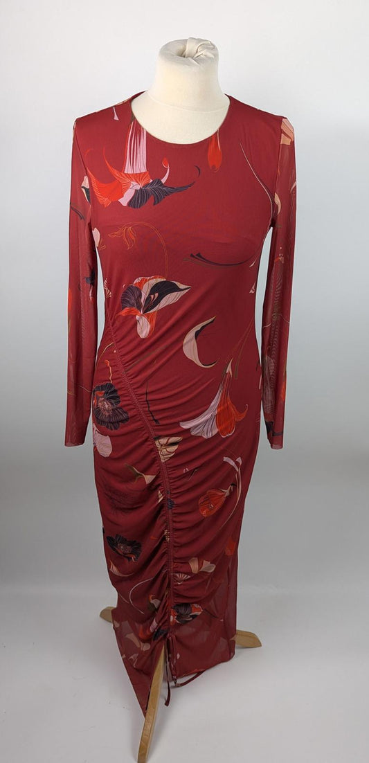 Ted Baker Women's Mesh Midi Bodycon Dress - Red floral