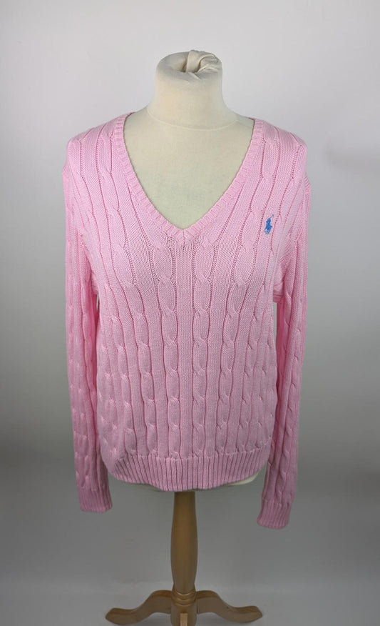 Polo Ralph Lauren Women's Cable-Knit V-neck Jumper - Pink
