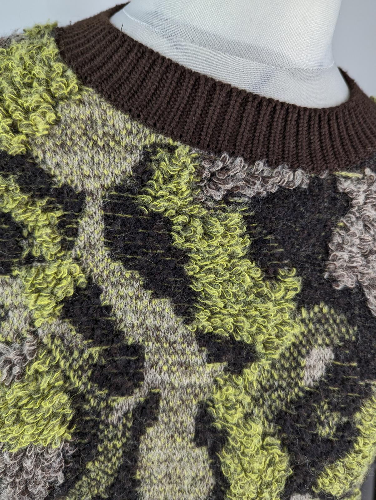 Boss Meloy Relaxed Fit Long Sleeve Sweater Jumper - green / brown