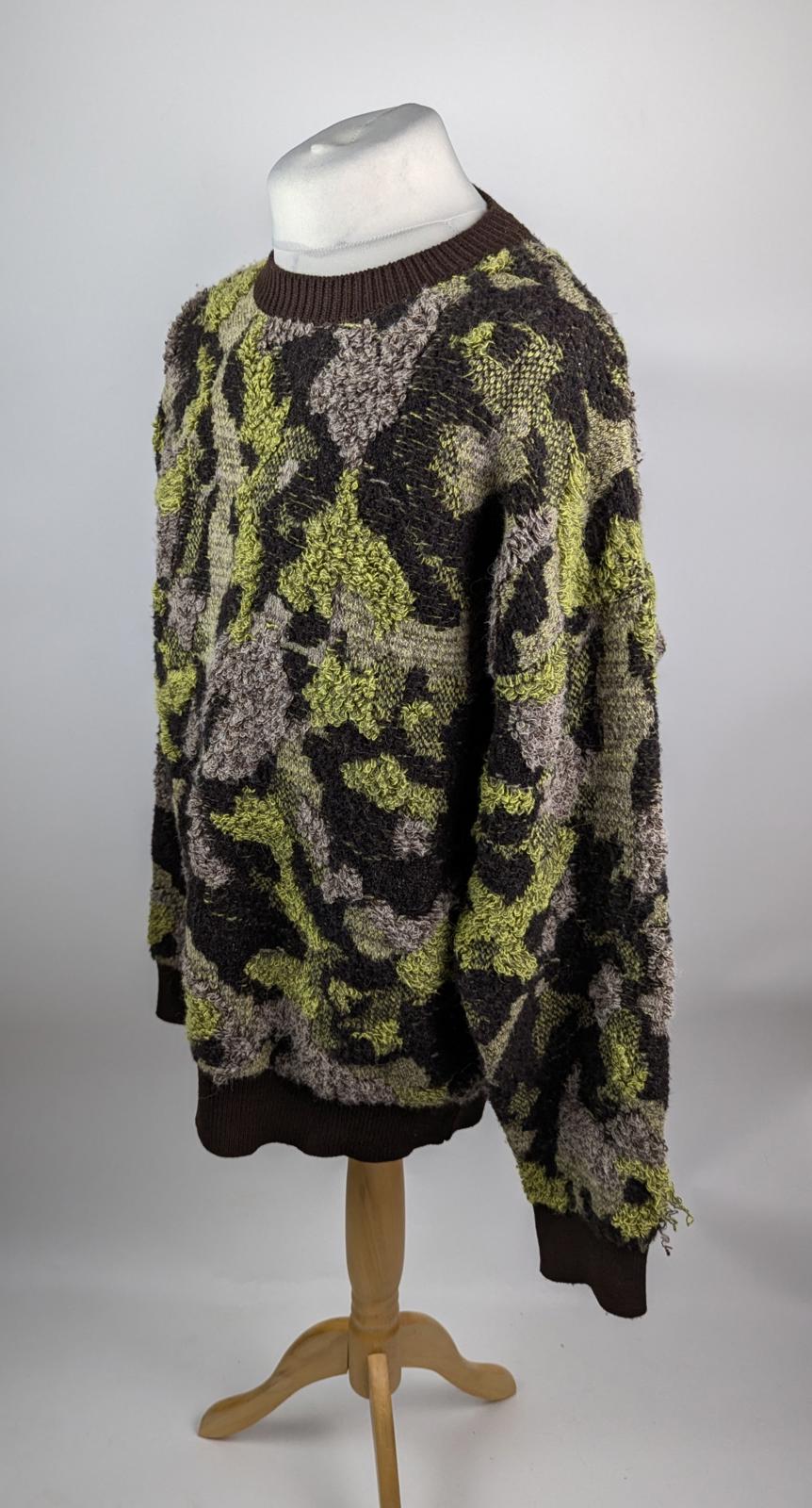 Boss Meloy Relaxed Fit Long Sleeve Sweater Jumper - green / brown