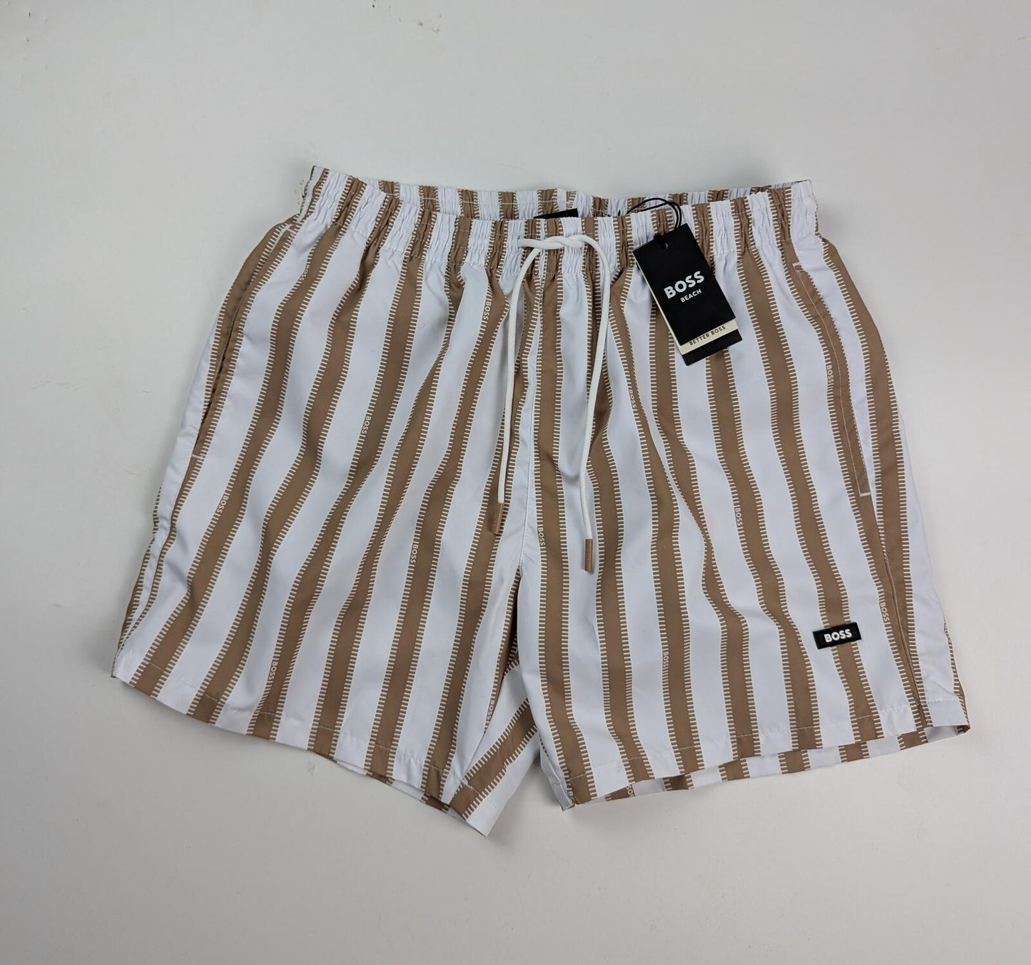 BOSS Piranha Men's Swim Shorts - Beige / White