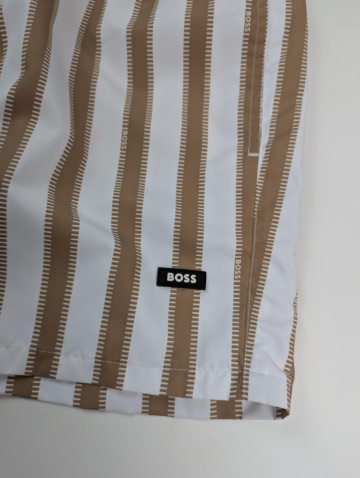 BOSS Piranha Men's Swim Shorts - Beige / White