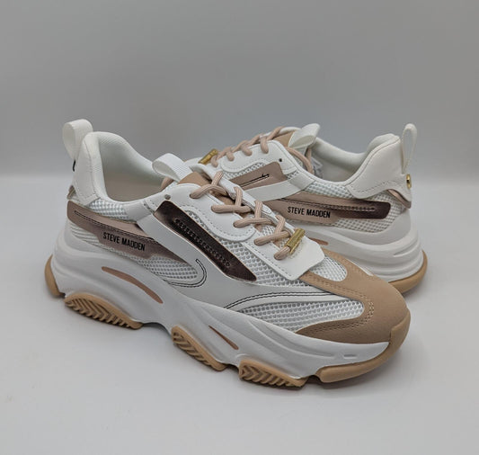 Steve Madden Women's Possession E Chunky Trainers -Cream Rose Gold