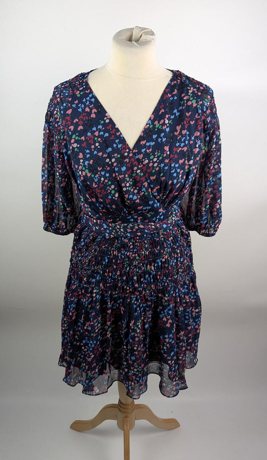 Ted Baker Casadee Smock Panel Wrap Mini Dress - Navy / Multi
