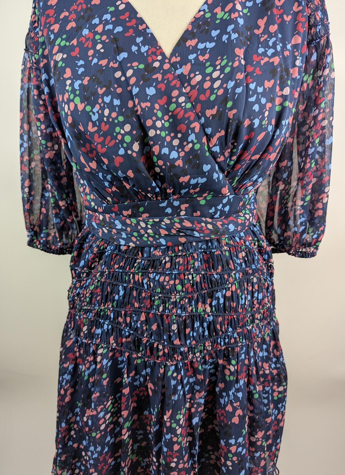 Ted Baker Casadee Smock Panel Wrap Mini Dress - Navy / Multi