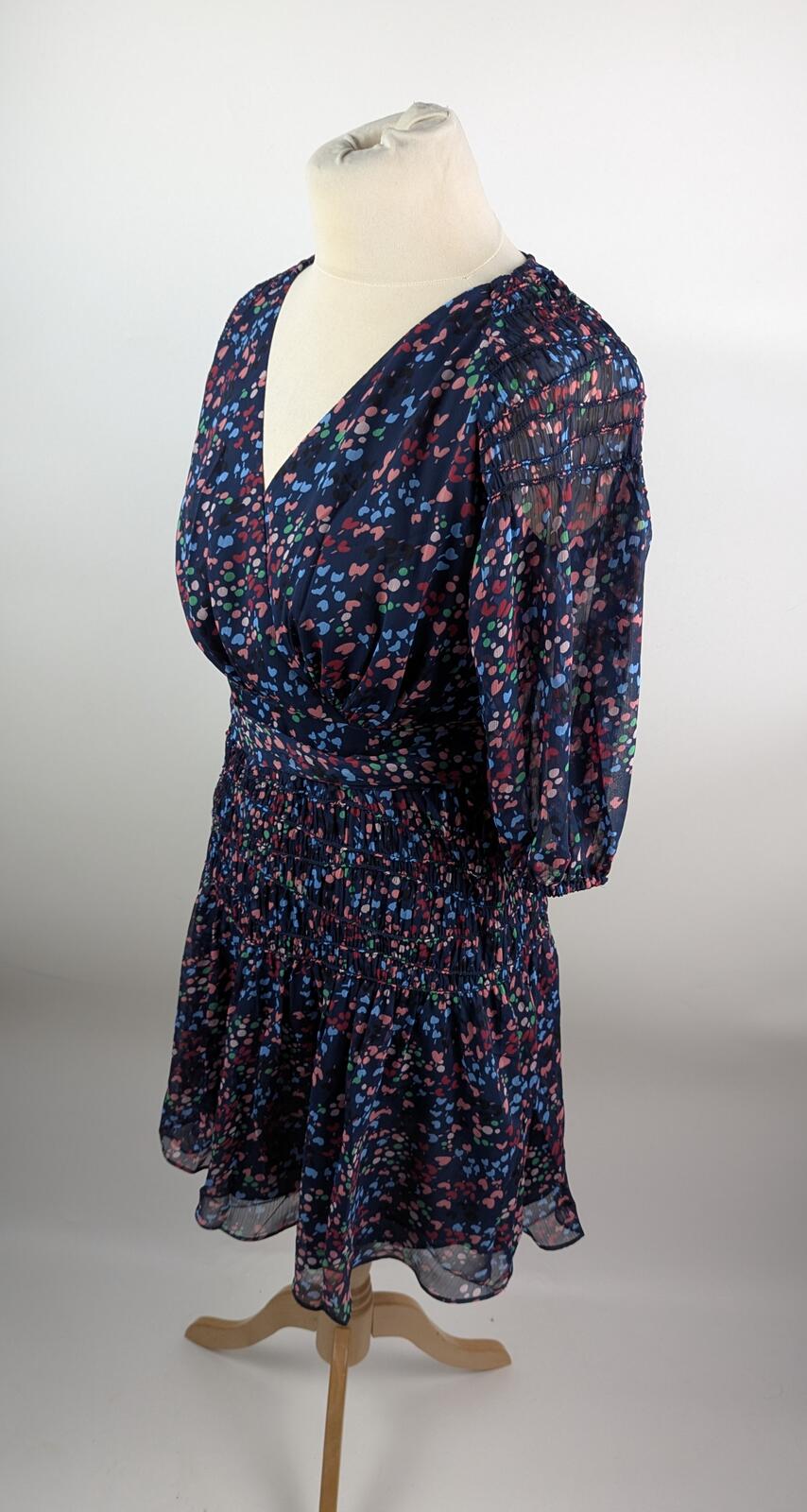 Ted Baker Casadee Smock Panel Wrap Mini Dress - Navy / Multi