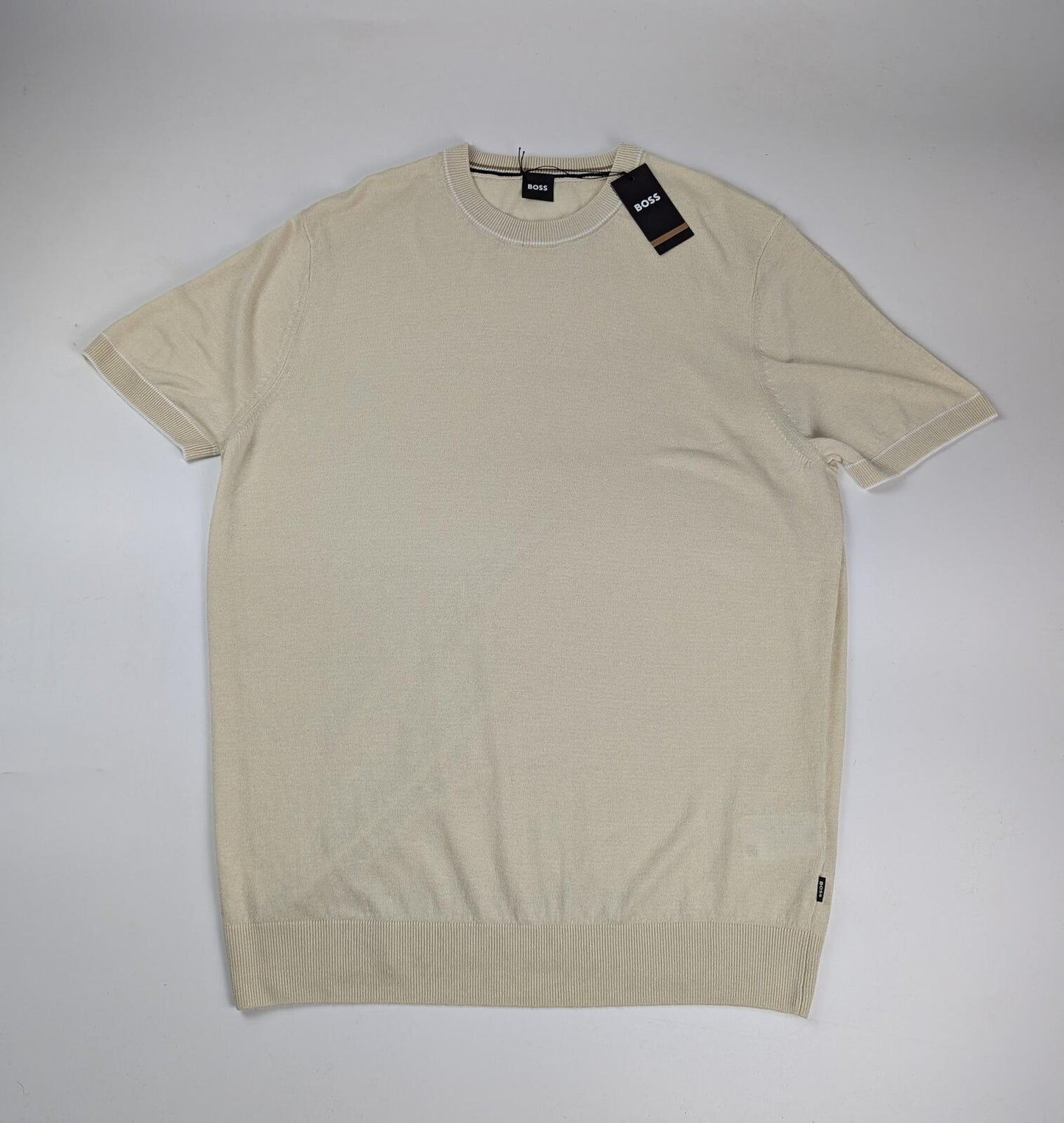 Boss Men's Cotton Knitted Top T-shirt - beige