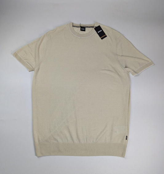 Boss Men's Cotton Knitted Top T-shirt - beige