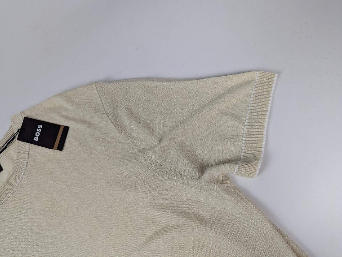 Boss Men's Cotton Knitted Top T-shirt - beige