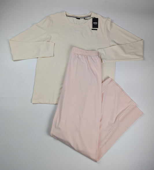 BOSS Women's Ci_long Pajama Set long sleeve wide leg - pink / cream