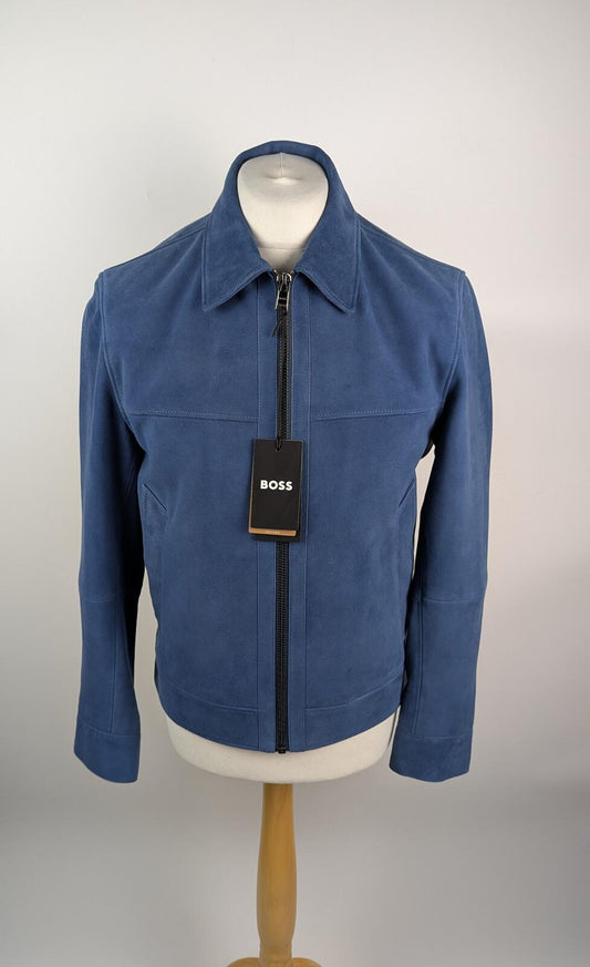 Boss Mens H-Malbano 5 Suede Jacket - Medium Blue