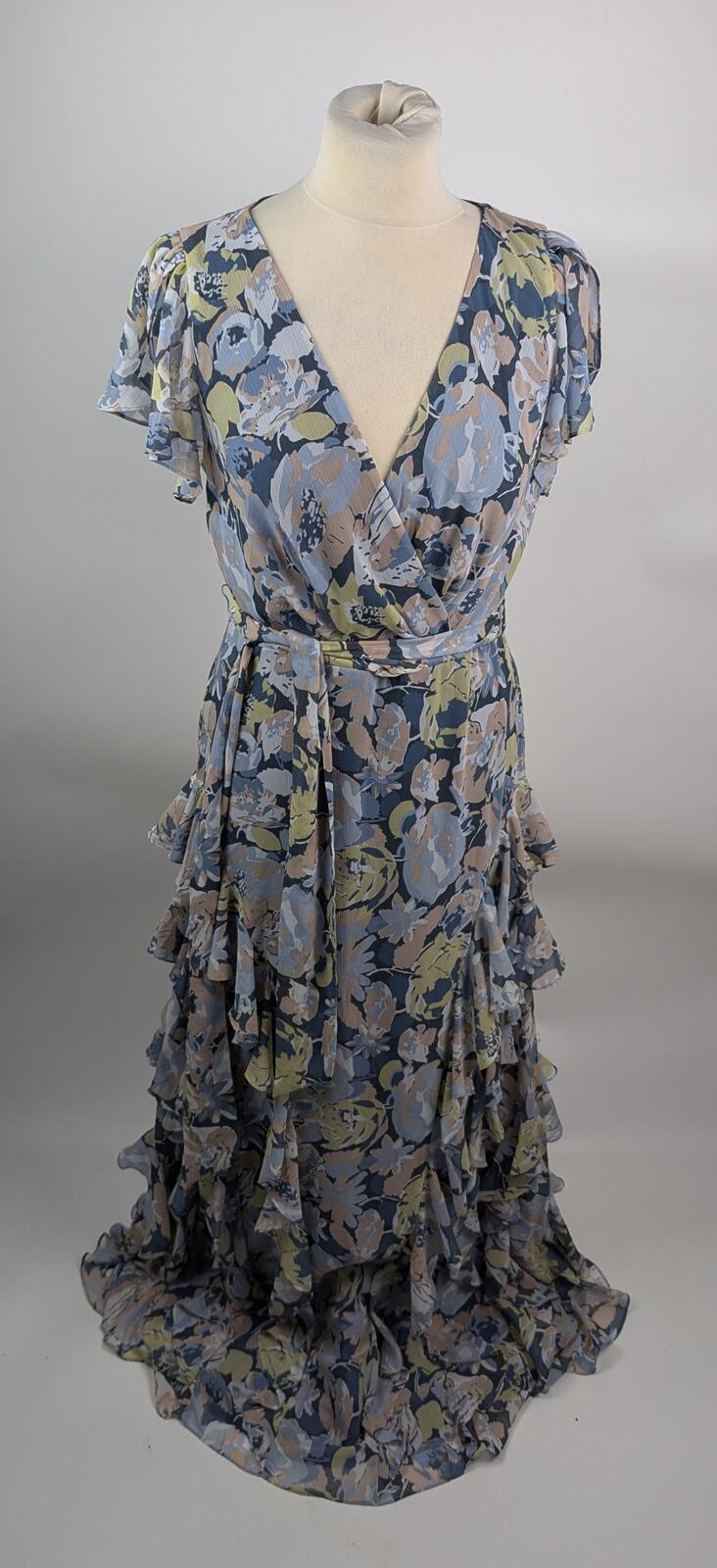 Lauren Ralph Lauren Kimbinell Pol crinkle gown - Blue / Multi