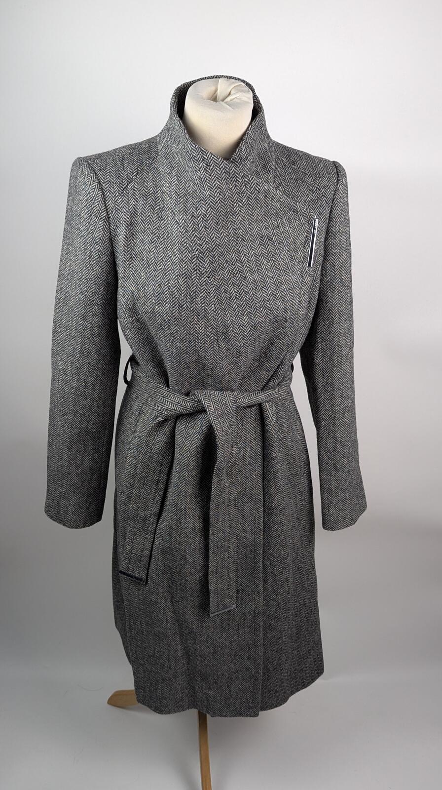 Ted Baker Womens Roseane Overcoat - Grey Herringbone