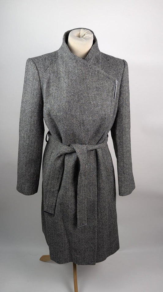 Ted Baker Womens Roseane Overcoat - Grey Herringbone