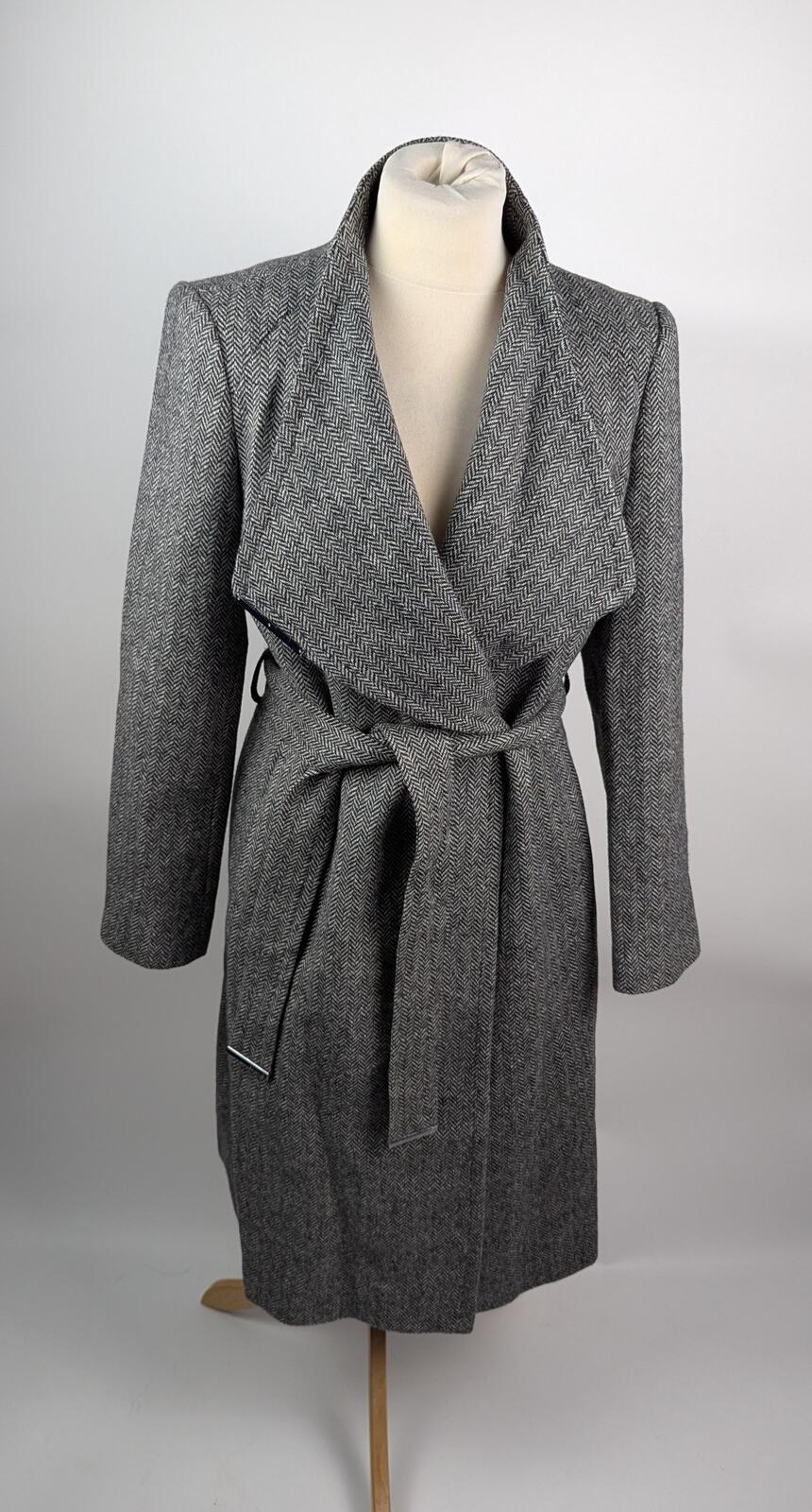 Ted Baker Womens Roseane Overcoat - Grey Herringbone