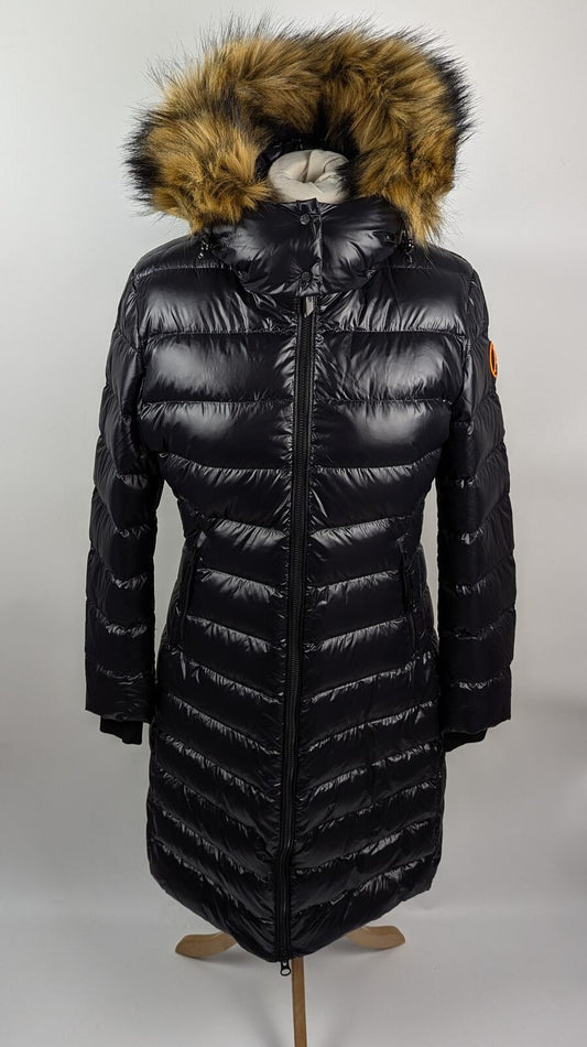 Arctic Army Women's Hooded long Puffer Jacket - Black