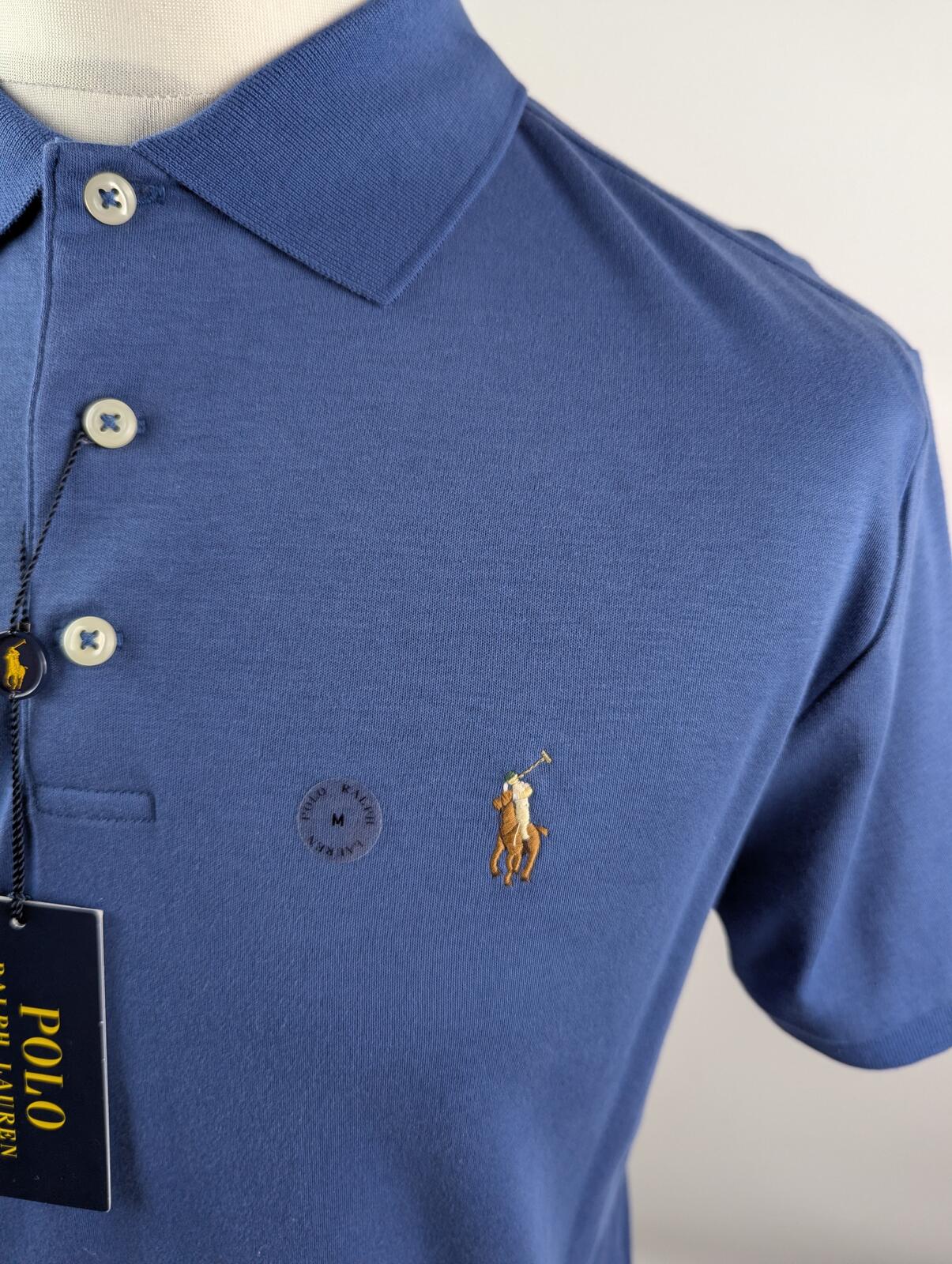 Polo Ralph Lauren Mens Slim Fit Short Sleeve Polo Shirt - Blue