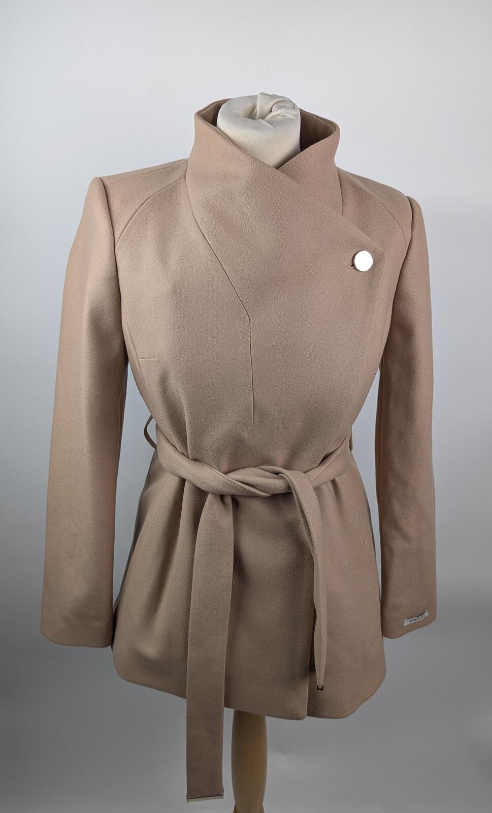 Ted Baker Women's Rose Belted Short Wool Long Sleeve Coat - Camel