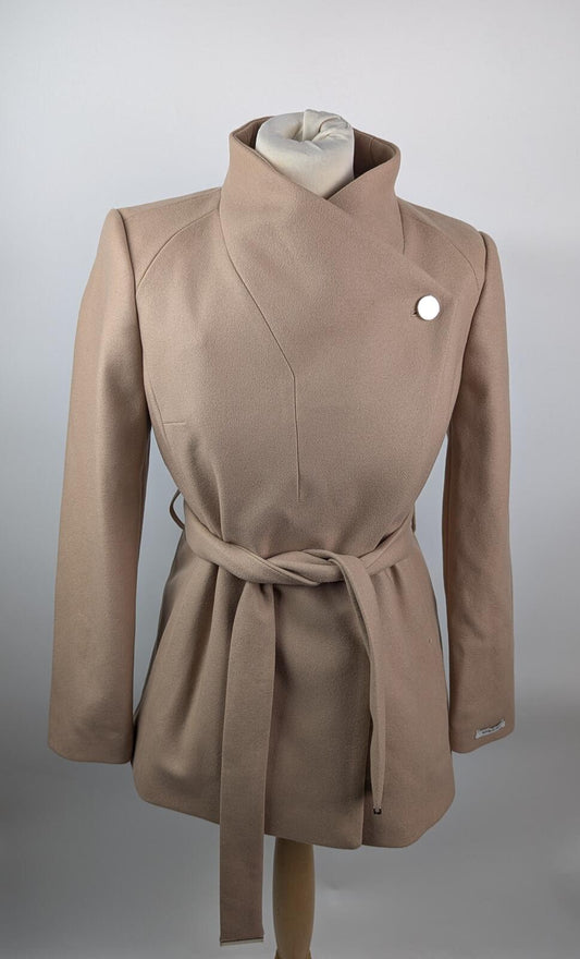 Ted Baker Women's Rose Belted Short Wool Long Sleeve Coat - Camel