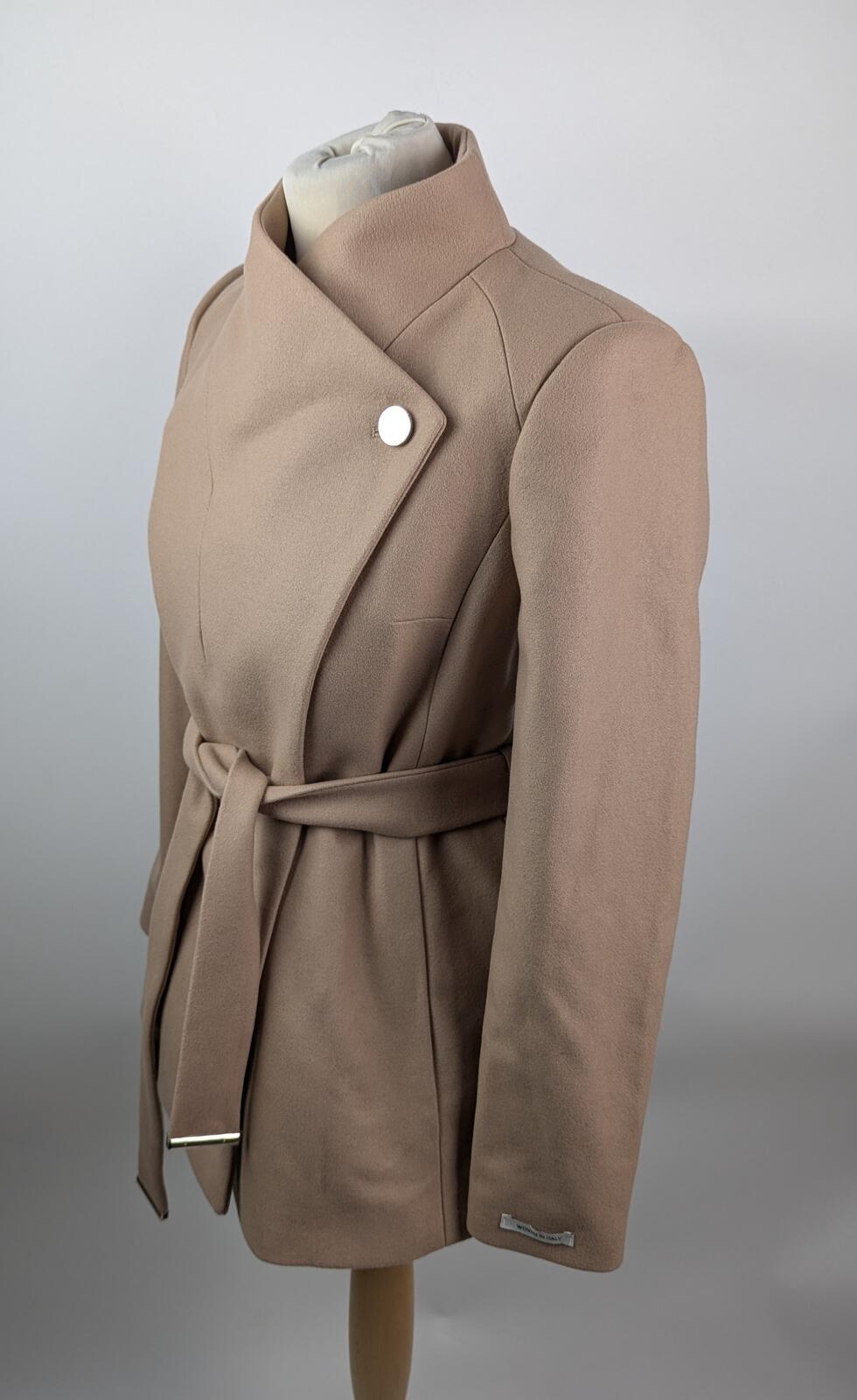 Ted Baker Women's Rose Belted Short Wool Long Sleeve Coat - Camel