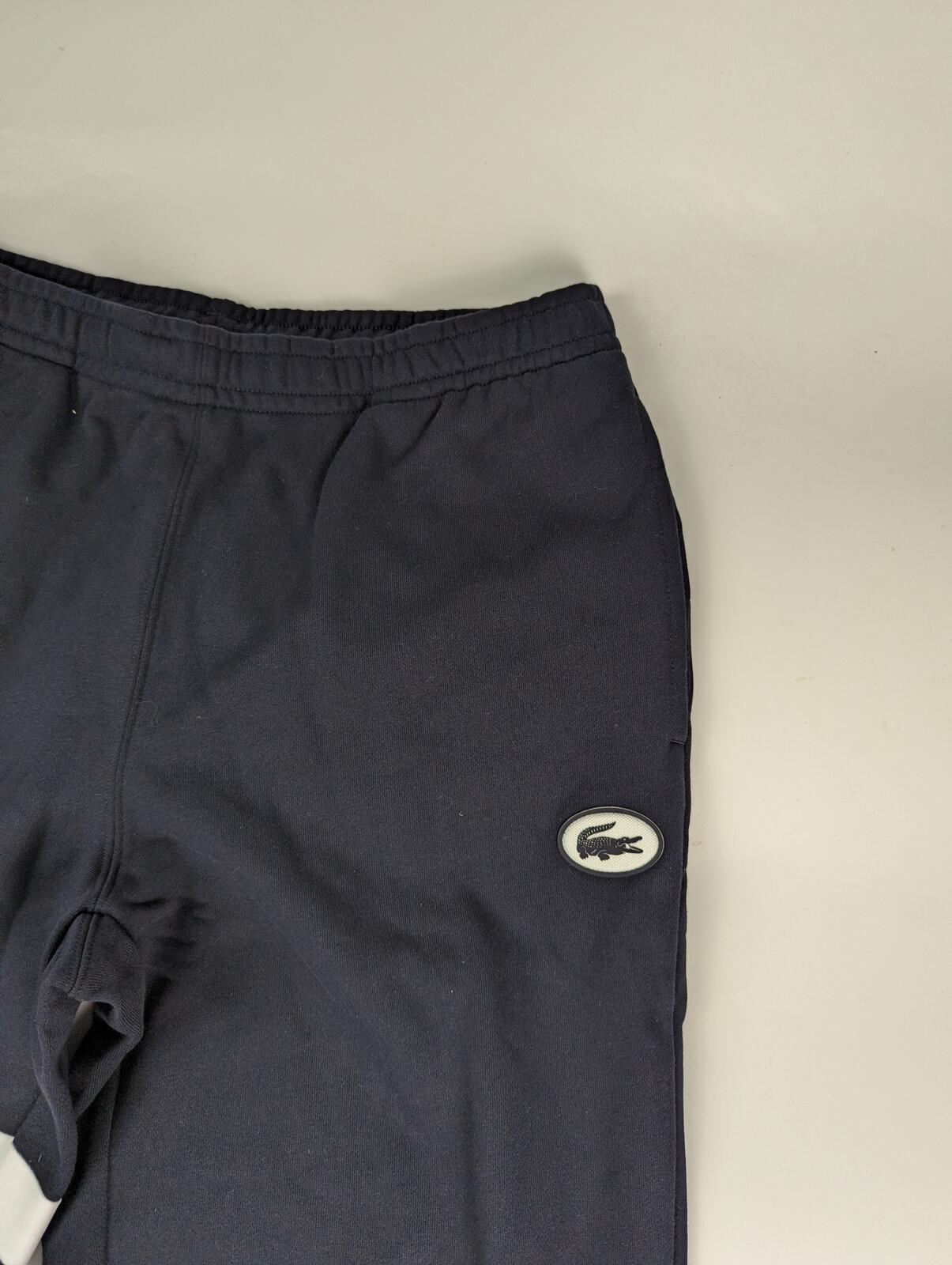 Lacoste Mens Joggers Flocked Fleece Track Pants - Navy Blue