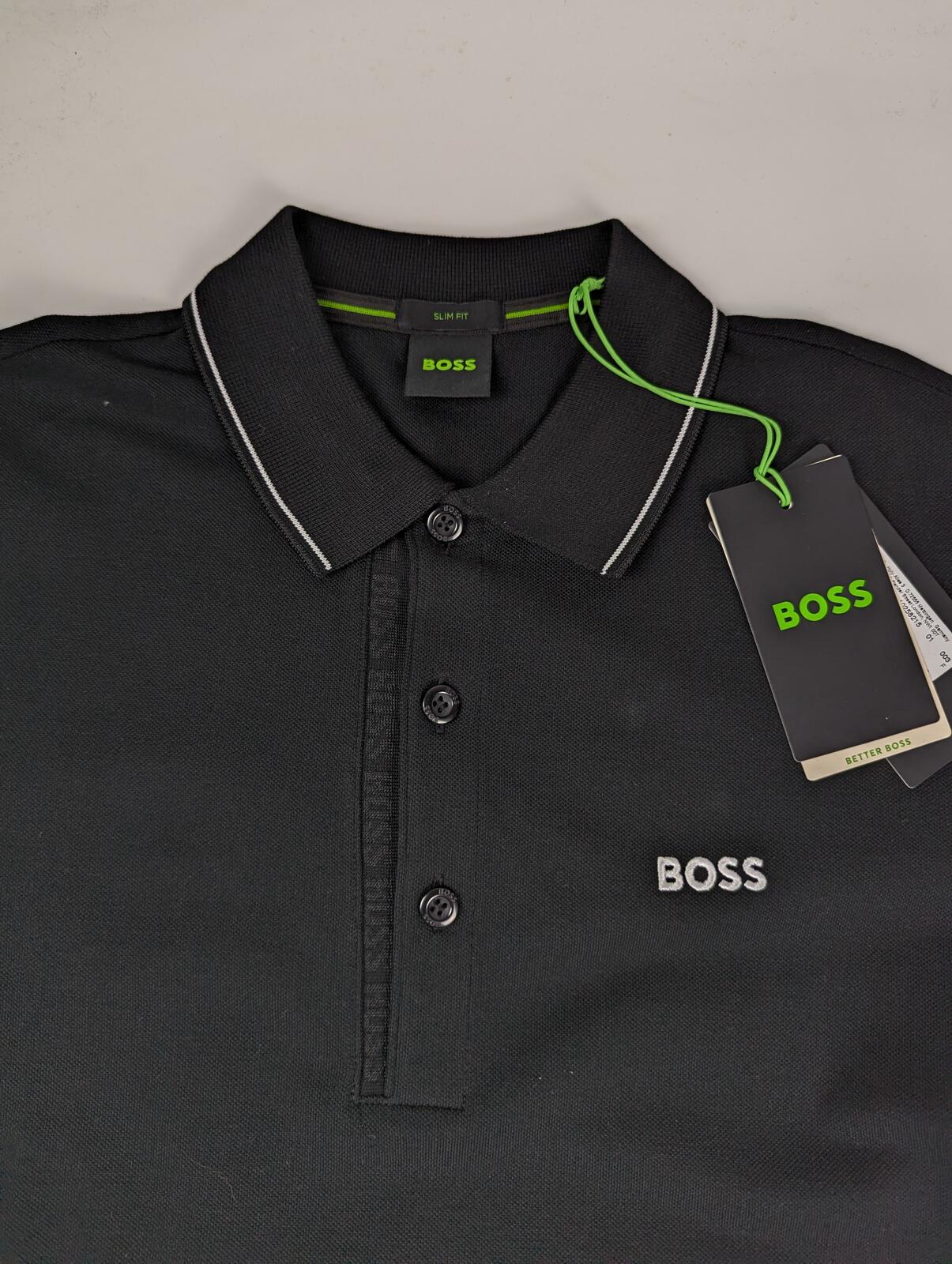 Boss Mens Paule 4 Polo Shirt Logo - Black
