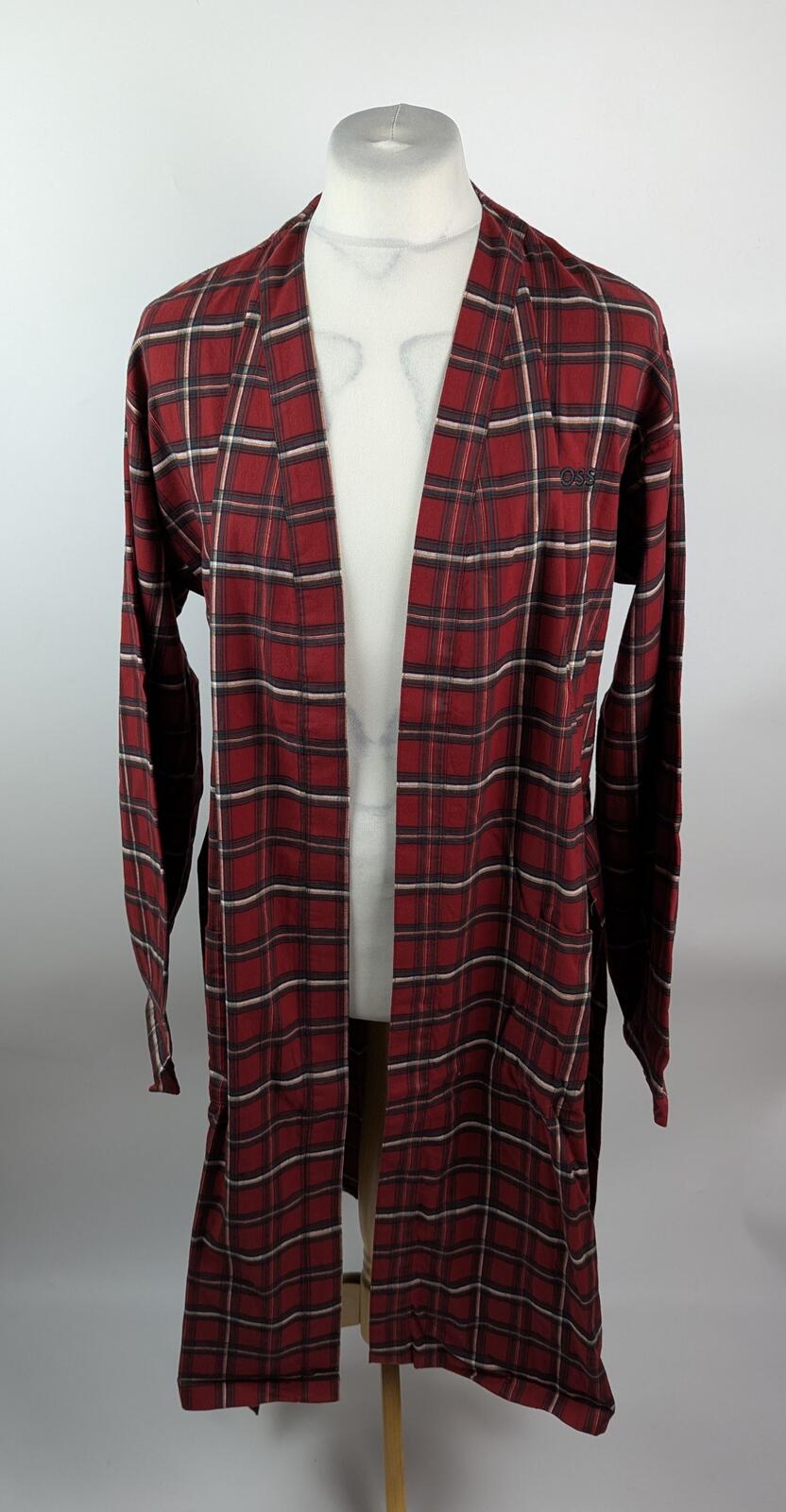 Boss Mens Holiday Checked Robe - Dark Red