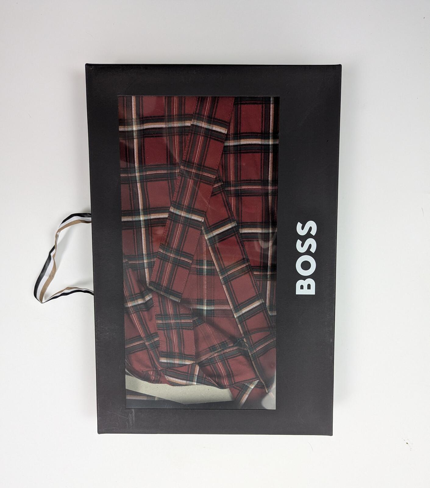 Boss Mens Holiday Checked Robe - Dark Red