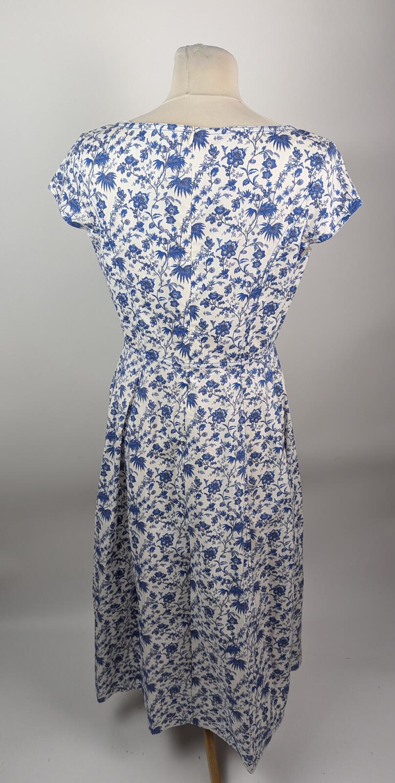 L.K.Bennett Glenda Cotton Blend Dress - Blue / White floral print Size UK 12