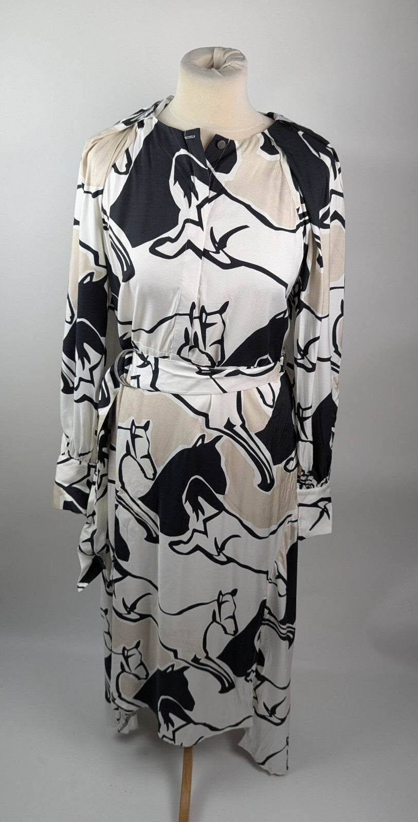 Ted Baker Sydnei graphic-print belted woven shirt midi dress - Cream