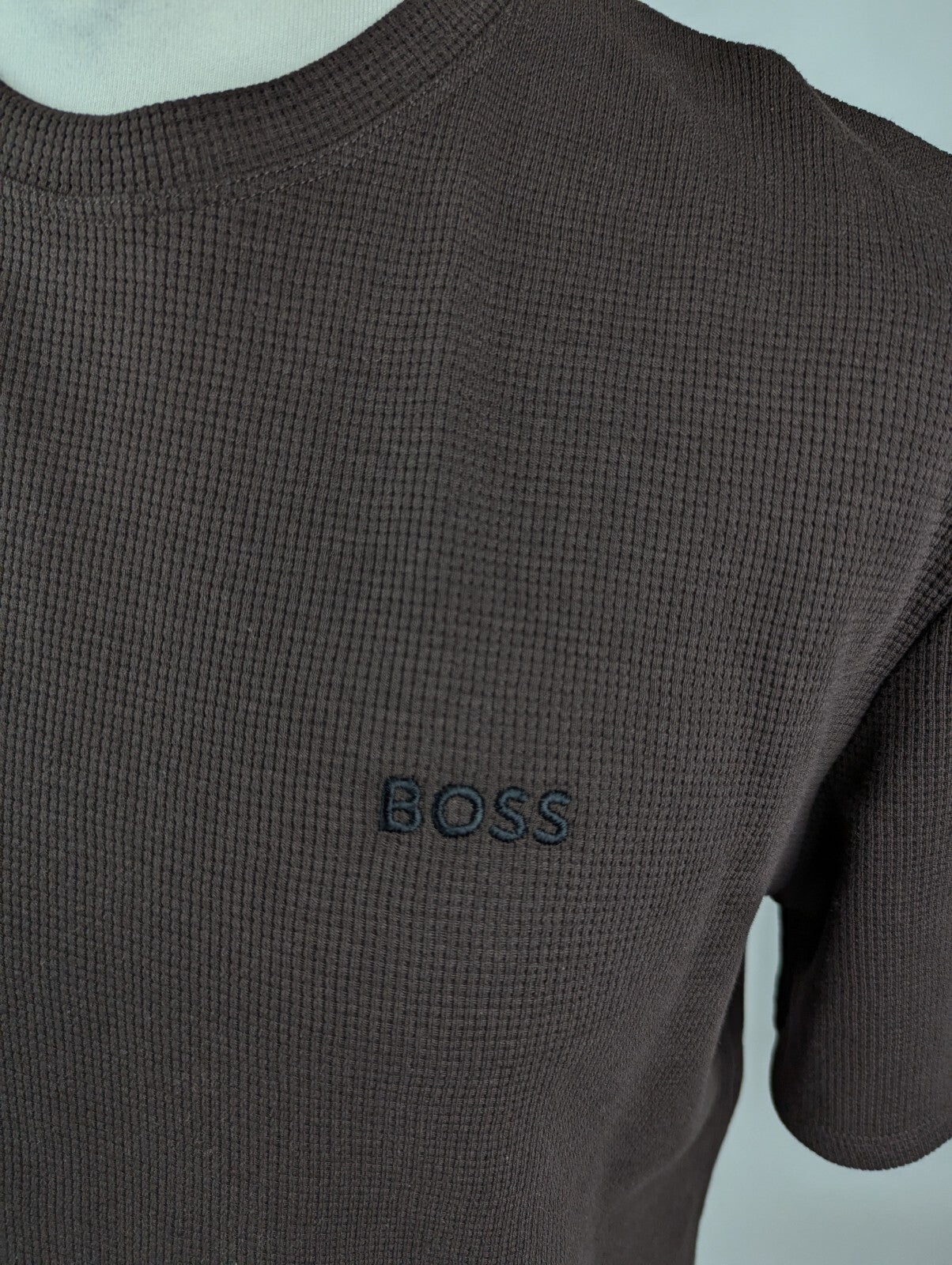 Boss Mens Waffle T-Shirt -Brown