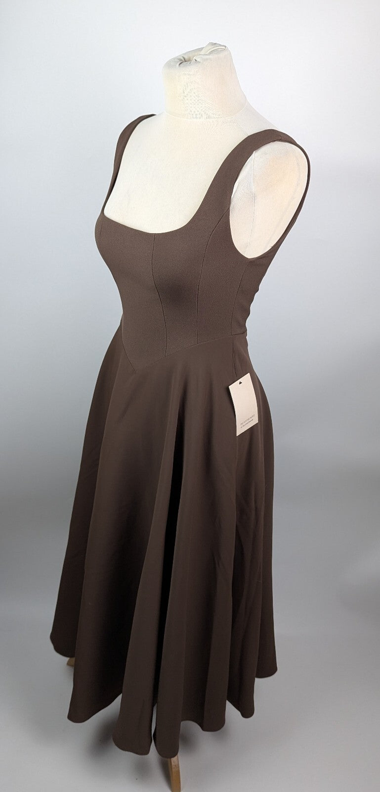 Odd Muse The Ultimate Muse High Waist Square Neck Midi Dress -  Brown