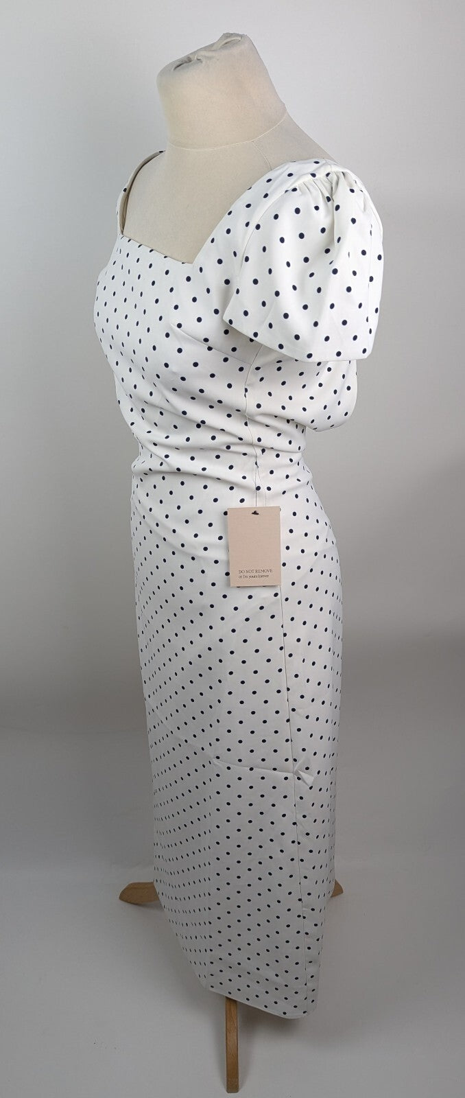 Odd Muse Square Neck Slip Midi Dress - White / Black polka dot