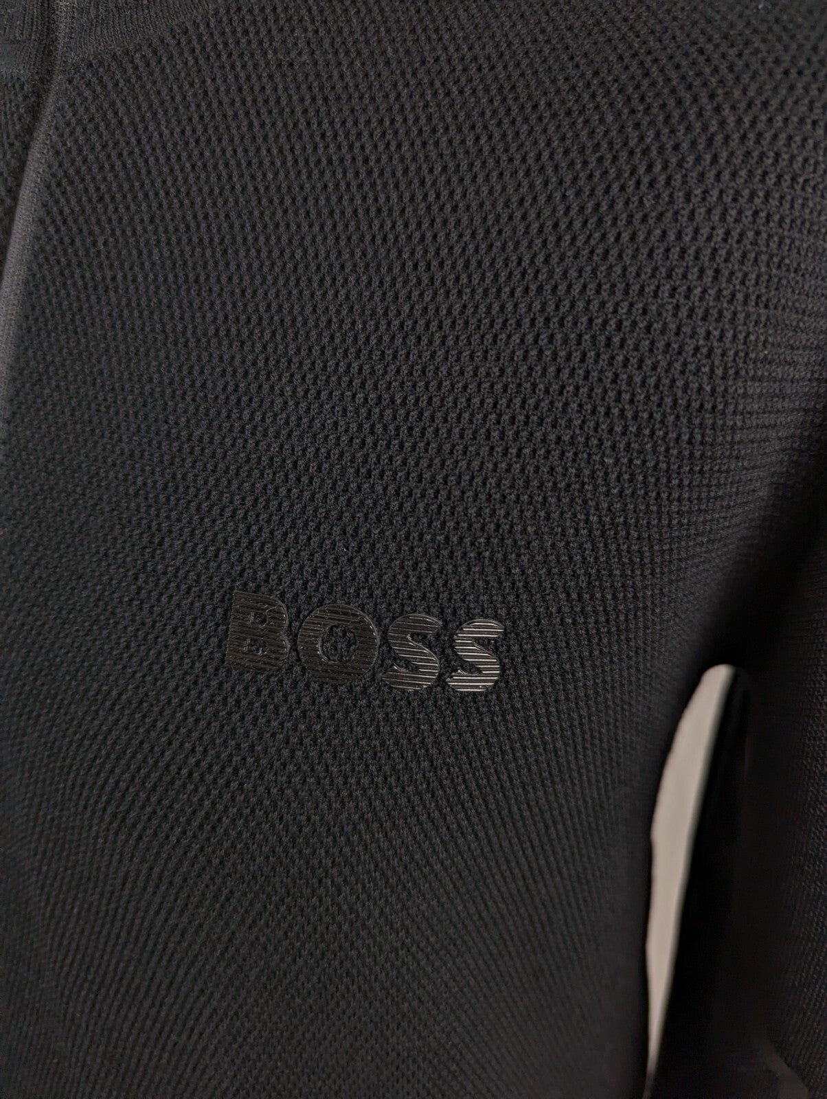 Boss Men's 1/4 Zip Neck Cotton Long Sleeve Jumper - Black