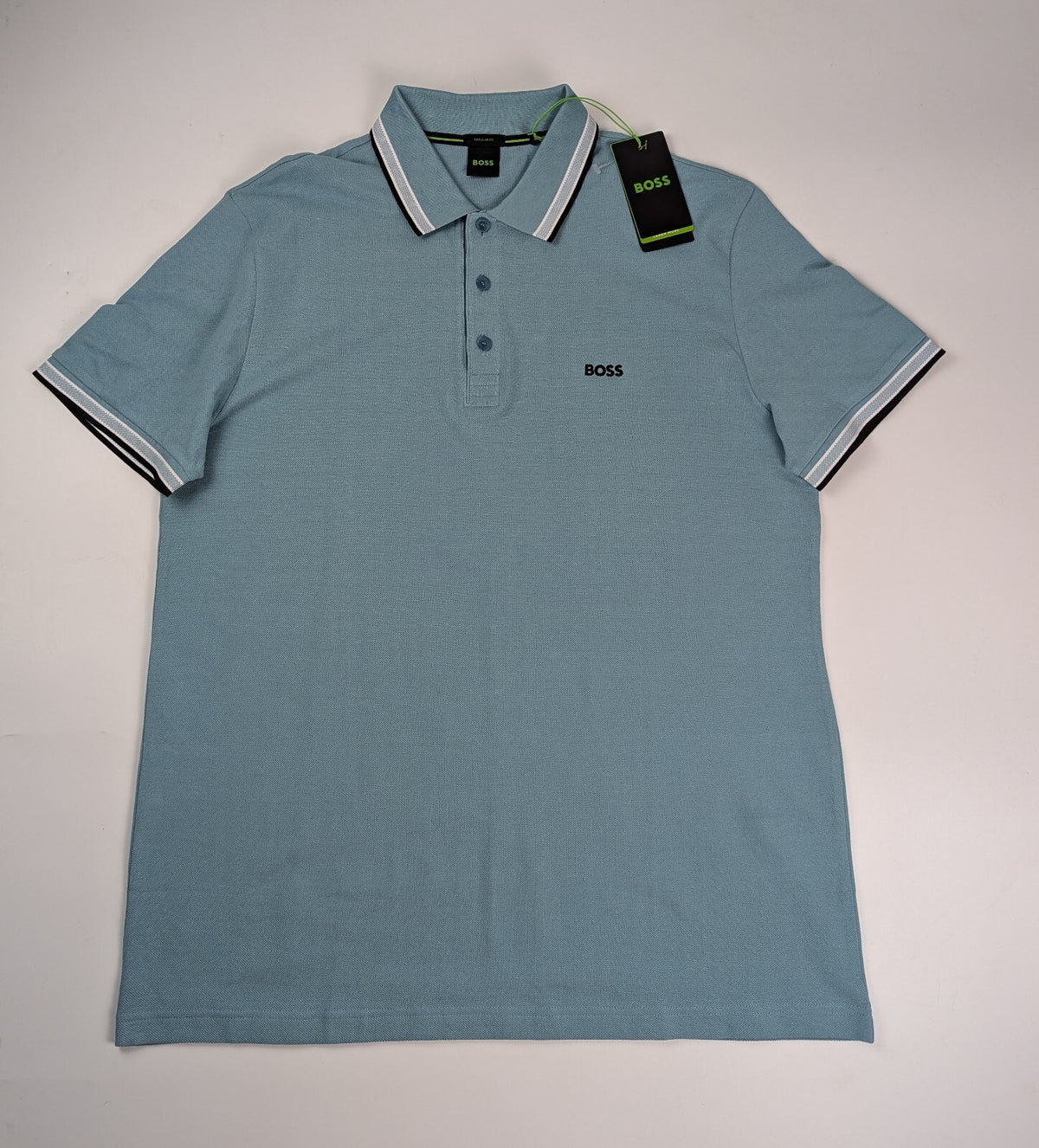 Boss Men's Paddy Polo Shirt - Aqua blue / Black
