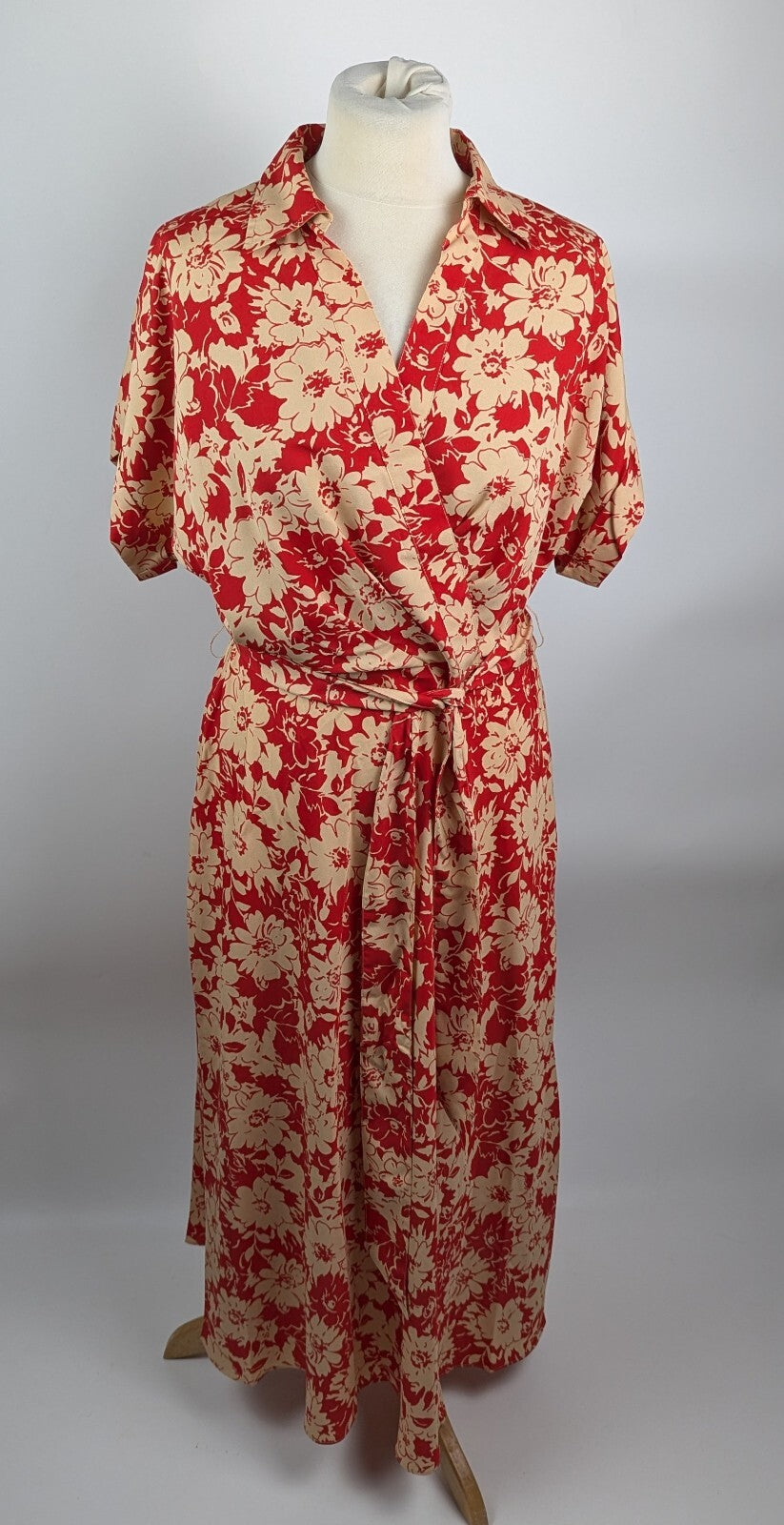 Lauren by Ralph Lauren Women's Wrap Dress - Red / tan floral print