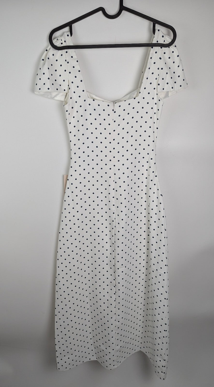 Odd Muse Square Neck Slip Midi Dress - White / Black polka dot