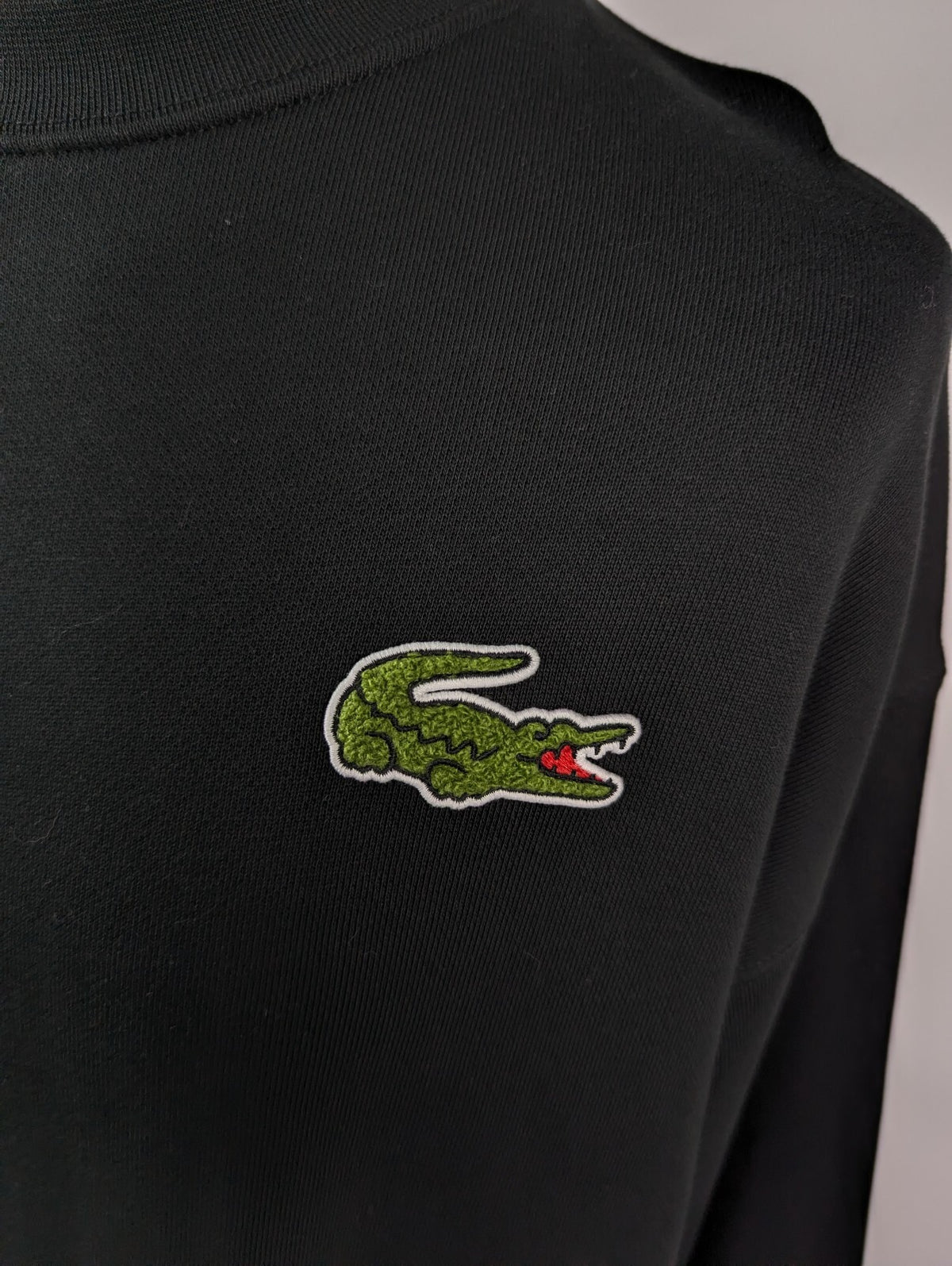 Lacoste Loose-Fit Badge Accent Fleece Sweatshirt - Black