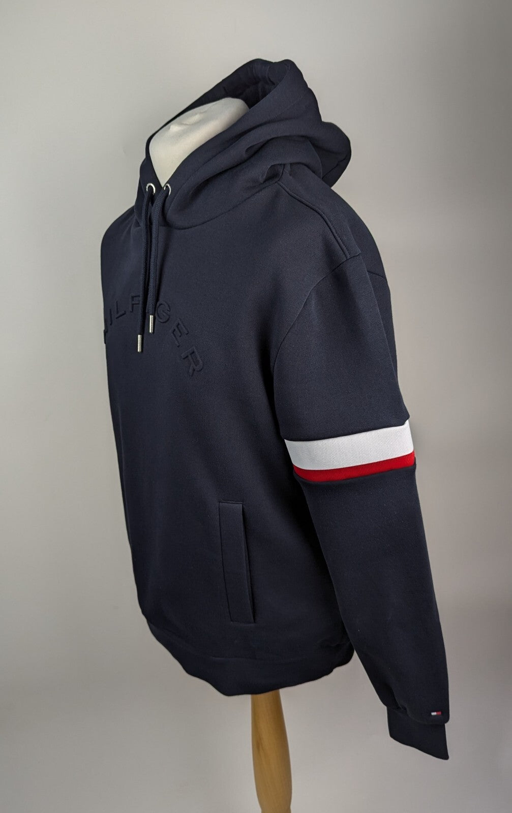 Tommy Hilfiger Men's Sleeve Tape Over-the-Head Hoodie - Navy