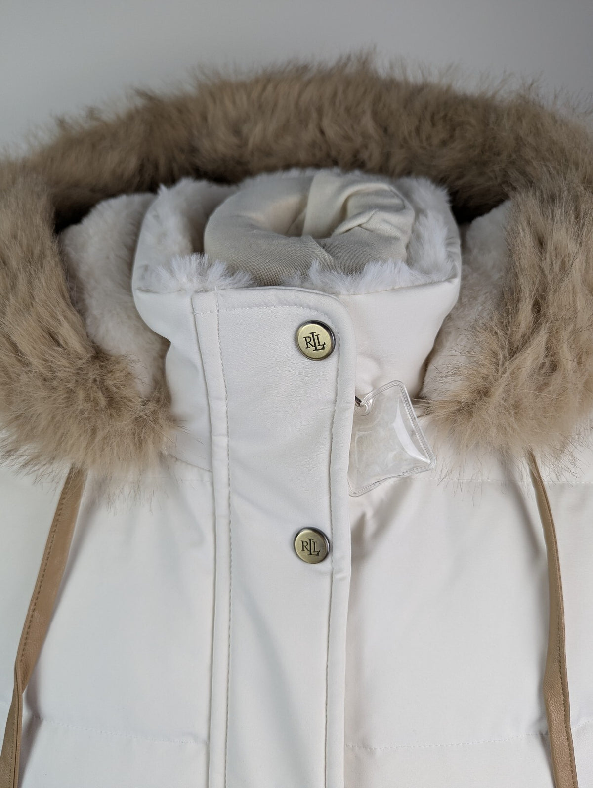 Lauren Ralph Lauren Womens Duck Down Hood Puffer Jacket - White