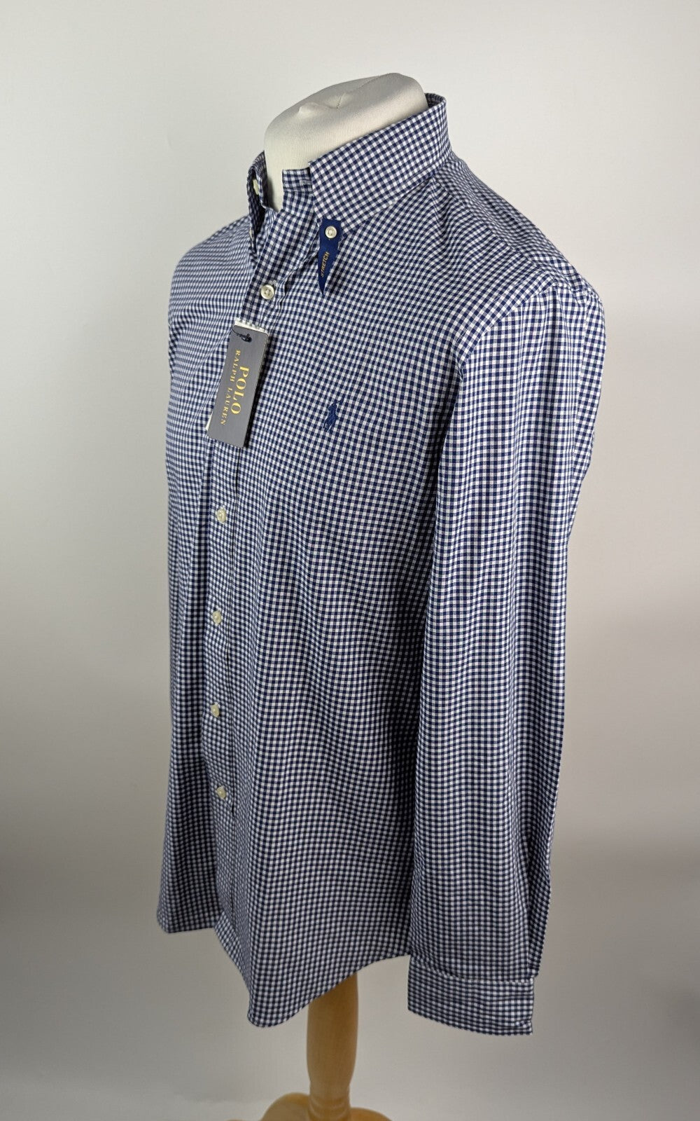 Polo Ralph Lauren Custom Fit Gingham Poplin Shirt - Navy/White
