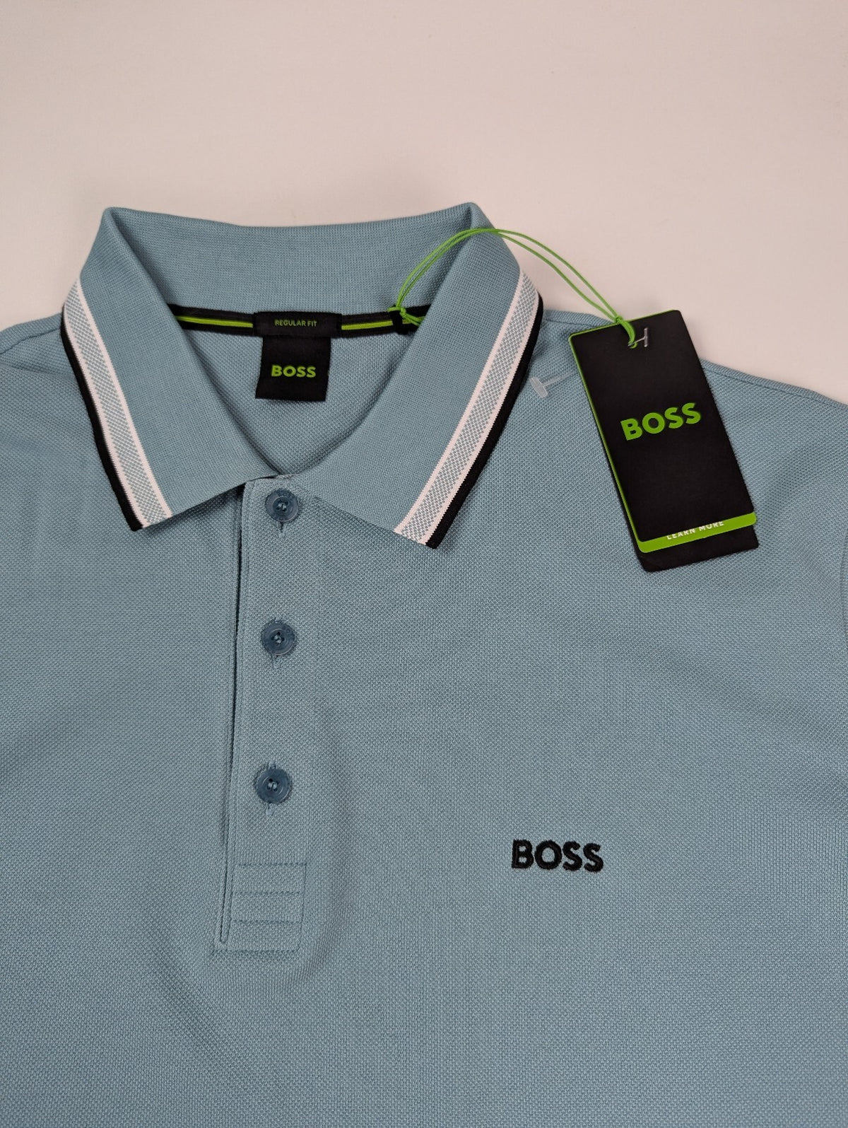 Boss Men's Paddy Polo Shirt - Aqua blue / Black