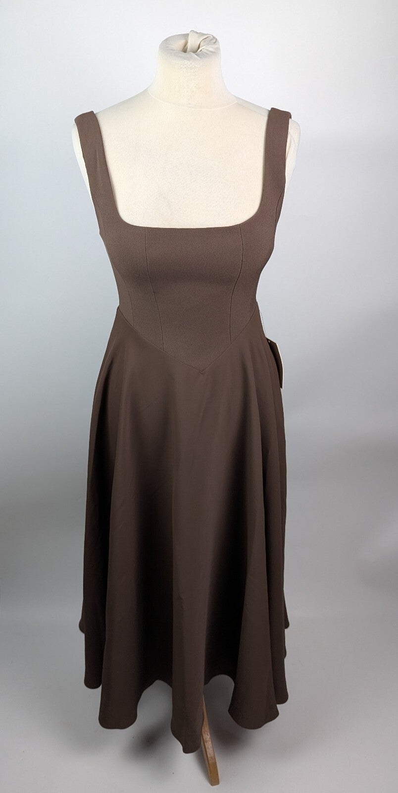Odd Muse The Ultimate Muse High Waist Square Neck Midi Dress -  Brown