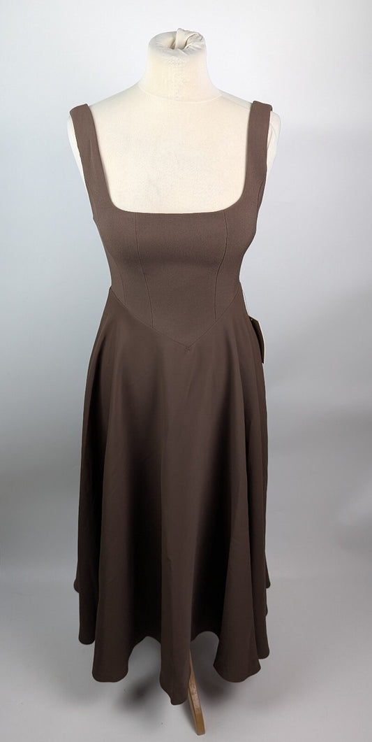 Odd Muse The Ultimate Muse High Waist Square Neck Midi Dress -  Brown